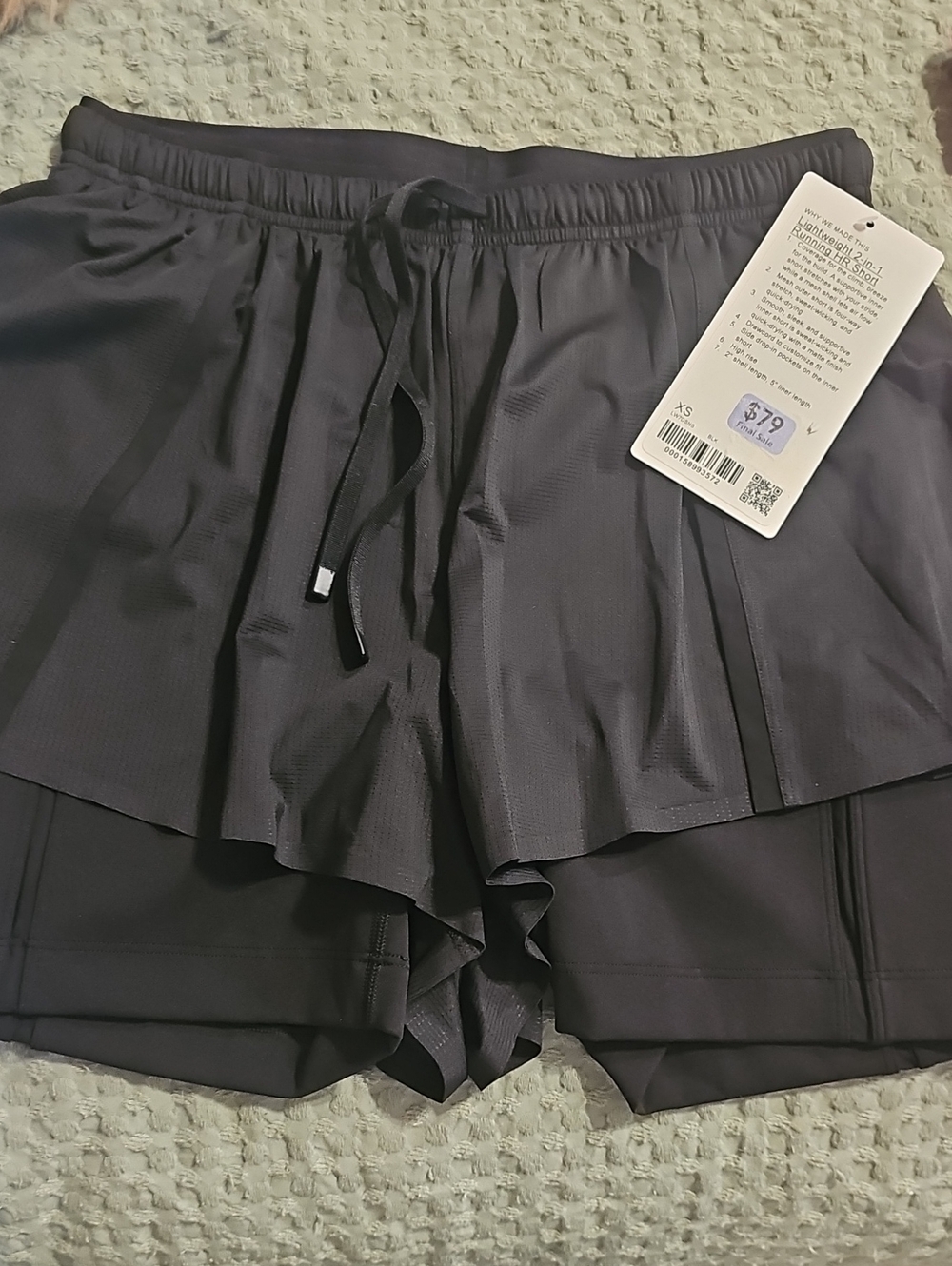 lululemon Athletica Lightweight 2-in-1 Running High Rise Shorts - Black